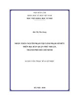 Nhân thân người phạm tội xâm phạm sở hữu trên địa bàn quận phú nhuận, thành phố hồ chí minh