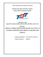 NHỮNG VI PHẠM TRONG KINH DOANH của CÔNG TY cổ PHẦN tập ĐOÀN dược PHẨM VÀ THƯƠNG MẠI SOHACO 