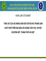 ỨNG xử của hộ NÔNG dân đối với rủi RO TRONG sản XUẤT NGÔ TRÊN địa bàn xã HOÀNG văn THỤ, HUYỆN CHƯƠNG mỹ, THÀNH PHỐ hà nội 