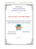 Ðánh giá hiệu quả sử dụng vốn của công ty tnhh cõ khí thiết bị và công nghệ hkt 