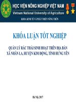 QUẢN lý rác THẢI SINH HOẠT TRÊN địa bàn xã NHÂN LA, HUYỆN KIM ĐỘNG, TỈNH HƯNG yên 