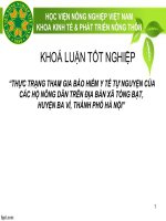 THỰC TRẠNG THAM GIA bảo HIỂM y tế tự NGUYỆN của các hộ NÔNG dân TRÊN địa bàn xã TÒNG bạt, HUYỆN BA vì, THÀNH PHỐ hà nội 