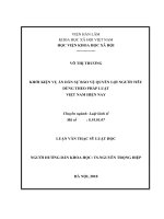 Khởi kiện vụ án dân sự bảo vệ quyền lợi người tiêu dùng theo pháp luật việt nam hiện nay ( Luận văn thạc sĩ)