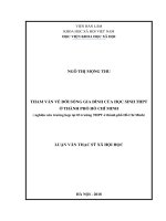 Tham vấn về đời sống gia đình của học sinh trung học phổ thông ở thành phố hồ chí minh (nghiên cứu trường hợp 03 trường THPT ở thành phố hồ chí minh) 