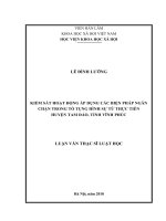 Kiểm sát hoạt động áp dụng các biện pháp ngăn chặn trong tố tụng hình sự từ thực tiễn huyện tam đảo, tỉnh vĩnh phúc 