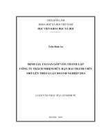 Định giá tài sản góp vốn thành lập công ty trách nhiệm hữu hạn hai thành viên trở lên theo luật doanh nghiệp 2014