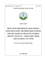 Phân tích tình hình sử dụng kháng sinh trong điều trị nhiễm khuẩn bệnh viện do vi khuẩn gram âm tại khoa hồi sức tích cực   chống độc, bệnh viện đa khoa tây ninh 