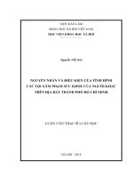 Nguyên nhân và điều kiện của tình hình các tội xâm phạm sức khỏe của người khác trên địa bàn thành phố hồ chí minh ( Luận văn thạc sĩ)