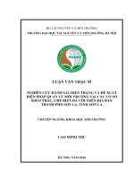 Nghiên cứu đánh giá hiện trạng và đề xuất biện pháp quản lý môi trường tại các cơ sở khai thác, chế biến đá vôi trên địa bàn thành phố sơn la, tỉnh sơn la 