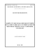 Nghiên cứu một số đặc điểm dịch tễ nhiễm sán lá nhỏ và hiệu quả can thiệp tại một số điểm thuộc tỉnh bắc giang và bình định, năm 2016 – 2017 ( luận án tiến sĩ)