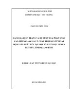 Đánh giá hiện trạng và đề xuất giải pháp nâng cao hiệu quả quản lý chất thải rắn từ hoạt động sản xuất lúa tại một số xã thuộc huyện lệ thuỷ, tỉnh quảng bình 