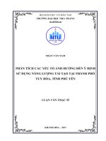 Phân tích các yếu tố ảnh hưởng đến ý định sử dụng năng lượng tái tạo tại thành phố tuy hòa, tỉnh phú yên 