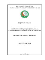 Nghiên cứu chế tạo vật liệu tio2 sio2 và n tio2 sio2 để diệt khuẩn trong nước sinh hoạt 