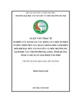 Nghiên cứu đánh giá tác động của một số hiện tượng thời tiết cực đoan trong bối cảnh BĐKH đến tài nguyên và môi trường du lịch khu vực thành phố hạ long, tỉnh quảng ninh và đề xuất giải pháp ứng phó 