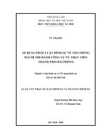 Áp dụng pháp luật hình sự về tội chống người thi hành công vụ từ thực tiễn thành phố hải phòng 