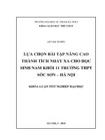 Lựa chọn bài tập nâng cao thành tích nhảy xa cho học sinh nam khối 11 trường THPT sóc sơn – hà nội(2018) 