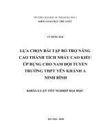 Lựa chọn bài tập bổ trợ nâng cao thành tích nhảy cao kiểu úp bụng cho nam đội tuyển trường THPT yên khánh a – ninh bình(2018) 