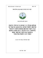 Phân tích vi sinh và tình hình sử dụng kháng sinh trên bệnh nhân viêm phổi bệnh viện tại khoa hồi sức tích cực chống độc bệnh viện đa khoa thành phố cần thơ 