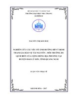 Nghiên cứu các yếu tố ảnh hưởng đến ý định tham gia bảo vệ tài nguyên, môi trường du lịch biển của cộng đồng địa phương tại huyện đảo lý sơn, tỉnh quảng ngãi 