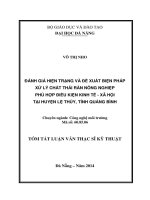 Đánh giá hiện trạng và đề xuất biện pháp xử lý chất thải rắn nông nghiệp phù hợp điều kiện kinh tế   xã hội tại huyện lệ thủy, tỉnh quảng bình (tt) 