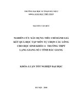 Nghiên cứu xây dựng tiêu chí đánh giá kết quả học tập môn tự chọn cầu lông cho học sinh khối 11 trường THPT lạng giang số 1 tỉnh bắc giang(2018) 