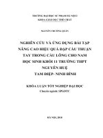 Nghiên cứu và ứng dụng bài tập nâng cao hiệu quả đập cầu thuận tay trong cầu lông cho nam học sinh khối 11 trường THPT nguyễn huệ   tam điệp   ninh bình(2018) 