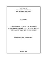 Kiểm sát việc áp dụng biện pháp ngăn chặn theo pháp luật tố tụng hình sự Việt Nam từ thực tiễn tỉnh Lai Châu