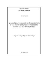 Quản lý hoạt động bồi dưỡng giáo viên ở các trường trung học phổ thông huyện giá rai tỉnh bạc liêu 
