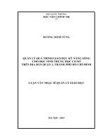 Quản lý quá trình giáo dục kỹ năng sống cho học sinh trung học cơ sở trên địa bàn quận 3, thành phố hồ chí minh 