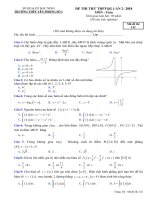 Đề thi thử Toán THPTQG 2018 trường THPT Yên Phong số 1 – Bắc Ninh lần 2