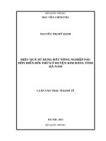 Hiệu quả sử dụng đất nông nghiệp sau dồn điền đổi thửa ở huyện kim bảng tỉnh hà nam 