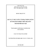 Quản lý nhà nước về hoạt động đăng ký doanh nghiệp trên địa bàn thành phố hà nội 