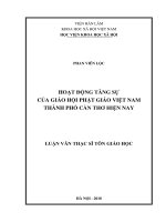 Hoạt động tăng sự của giáo hội phật giáo việt nam thành phố cần thơ hiện nay  