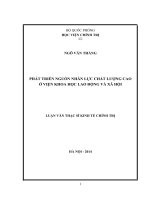 Phát triển nguồn nhân lực chất lượng cao ở viện khoa học lao động và xã hội 