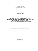 Giải quyết việc làm cho nông dân trong quá trình công nghiệp hóa, hiện đại hóanông nghiệp nông thôn ở huyện thường tín thành phố hà nội 