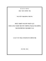 Phát triển nguồn nhân lực cho làng nghề truyền thống ở quận hà đông thành phố hà nội hiện nay 
