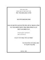 Bảo vệ quyền lợi người tiêu dùng trong lĩnh vực bảo hiểm nhân thọ theo pháp luật việt nam hiện nay