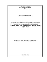 Quản lý quá trình giáo dục kỹ năng sống  cho học sinh trung học phổ thông ở quận bình tân, thành phố hồ chí minh hiện nay 