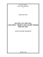 Nguồn lực đất đai cho phát triển làng nghề thành phố hà nội 