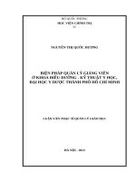 Biện pháp quản lý giảng viên ở khoa điều dưỡng   kỹ thuật y học, đại học y dược thành phố hồ chí minh 