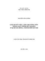 Giải quyết việc làm cho nông dân trong quá trình đô thị hóa ở quận hà đông, thành phố hà nội 