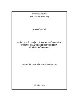 Giải quyết việc làm cho nông dân trong quá trình đô thị hoá ở tỉnh đồng nai 