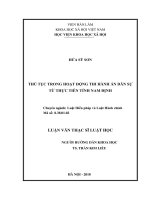 Thủ tục trong hoạt động thi hành án dân sự từ thực tiễn tỉnh nam định 