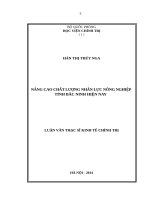 Nâng cao chất lượng nhân lực nông nghiệp tỉnh bắc ninh hiện nay 