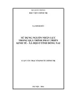 Sử dụng nguồn nhân lực trong quá trình phát triển kinh tế   xã hội ở tỉnh đồng nai 