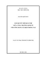 Giải quyết mối quan hệ giữa tăng trưởng kinh tế với công bằng xã hội ở đồng nai 