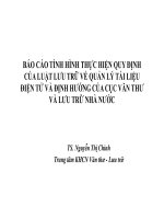 BÁO CÁO TÌNH HÌNH THỰC HIỆN QUY ĐỊNH CỦA LUẬT LƯU TRỮ VỀ QUẢN LÝ TÀI LIỆU ĐIỆN TỬ VÀ ĐỊNH HƯỚNG CỦA CỤC VĂN THƯ VÀ LƯU TRỮ NHÀ NƯỚC