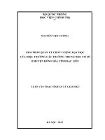 Giải pháp quản lý chất lượng dạy học của hiệu trưởng các trường trung học cơ sở ở huyện đông hải, tỉnh bạc liêu 