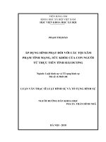 Áp dụng hình phạt đối với các tội xâm phạm tính mạng, sức khỏe của con người từ thực tiễn tỉnh hải dương ( Luận văn thạc sĩ)