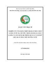 Nghiên cứu ứng dụng thiết bị quan trắc chất lượng nước đa chỉ tiêu trong đánh giá chất lượng và xây dựng hệ thống quản lý cơ sở dữ liệu quan trắc môi trường nước 